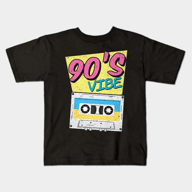 90s Vibe Colorful Music Kids T-Shirt by Skull Listening To Music